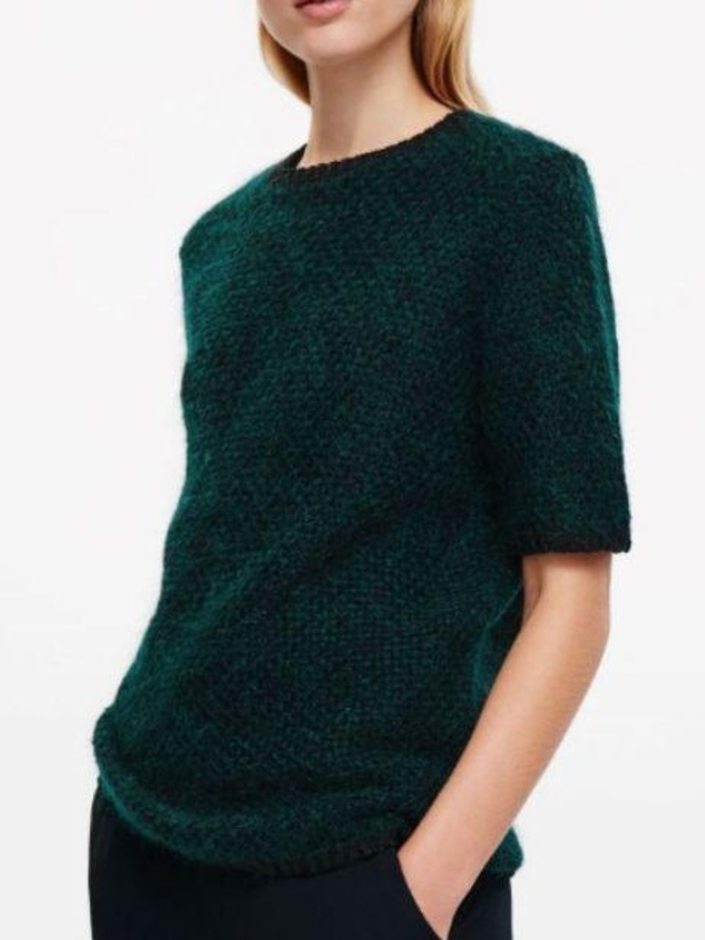 COS Women’s Short Sleeve Green Wool Mohair Blend Jumper Sweater Top Size Medium